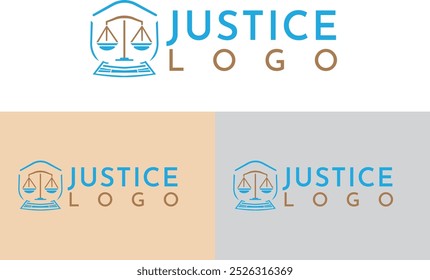 Design de logotipo de justiça em forma de vetor, tipo icônico e símbolo simples de justiça