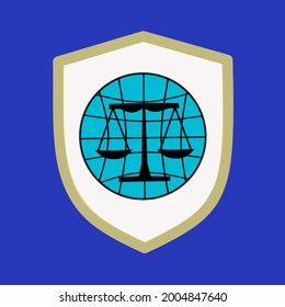 Justice logo illustration vector design suitable for icon design, brand mascot, sticker and t-shirt screen printing