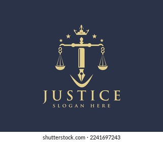 Logo de la justicia, vector de diseño del logo jurídico, bufete de abogados