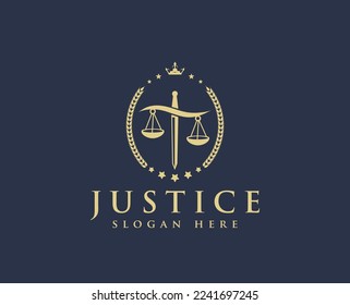 Justice logo, Law logo design vector, law firm