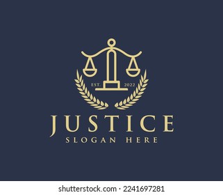Justizlogo, Logo-Design-Vektorgrafik des Gesetzes, Anwaltskanzlei