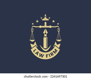 Justice logo, Law logo design vector, law firm