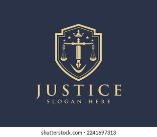 Justice logo, Law logo design vector, law firm