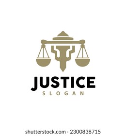 Justice Logo, Retro Vintage Theme Design, Law Vector, Law Firm, Scales Illustration Symbol Icon