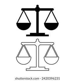  Justice logo or scale icon for design concept. Very suitable in various business purposes, also for icon, logo symbol and many more. Vector scale icon. Icon of injustice.