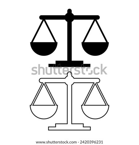  Justice logo or scale icon for design concept. Very suitable in various business purposes, also for icon, logo symbol and many more. Vector scale icon. Icon of injustice.