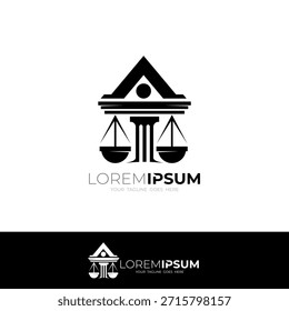 logo da justiça com um edifício robusto e forte, ícone simples