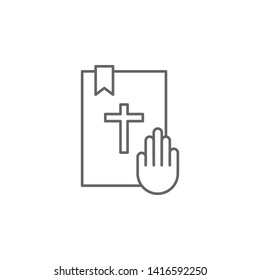 Justice oath outline icon. Elements of Law illustration line icon. Signs, symbols and vectors can be used for web, logo, mobile app, UI, UX