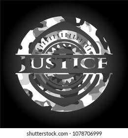  Justice on grey camouflaged texture