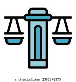 Justice patent scales icon outline vector. Law copyright. Property legal color flat