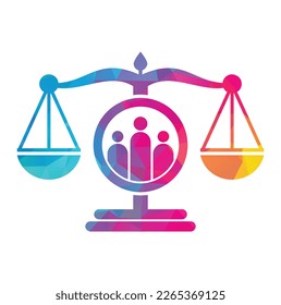 Justice people logo design vector. Law firm and people logo icon template design.