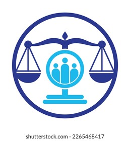 Justice people logo design vector. Law firm and people logo icon template design.