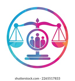 Justice people logo design vector. Law firm and people logo icon template design.