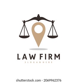 
Plantilla vectorial de logotipo de punto de justicia, conceptos de diseño del logotipo de Creative Law Firme