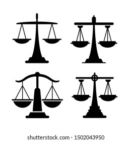 justice scale, balance scale icons set