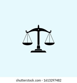 Justice scale balanced silhouette. Flat vector icon