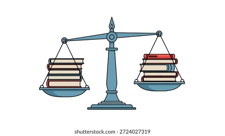 Gerechtigkeit Scale Balancing Stacks of Books Recht und Bildung Konzept.