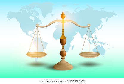 Justice Scale Concept isolated on Blue green earth  background