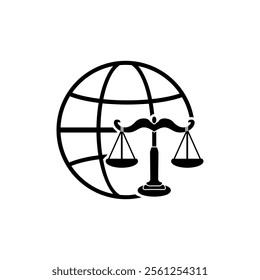 Justice Scale and Global icon logo vector. Court icon. lawyer and justice icon logo vector.