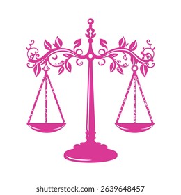 Justice scale gracefully interlaced with ivy vines, designed as a nature-inspired symbol of fairness and integrity.