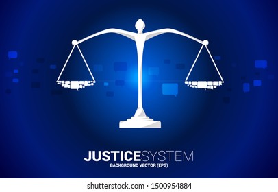 Justice scale with group of speech bubble. Background Concept of  social judgment system.