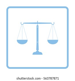 Justice scale icon. Blue frame design. Vector illustration.
