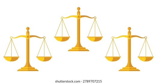 Justice scale icon collection representing law equality legal balance rights court systems and judicial concepts isolated for education and professional use