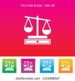 Justice Scale Icon in Colored Square box. eps-10