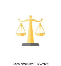 Justice scale icon in flat color style. Law litigation measurement balance