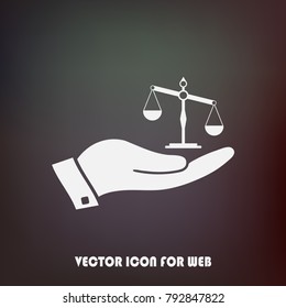 Justice scale icon. Law litigation measurement balance