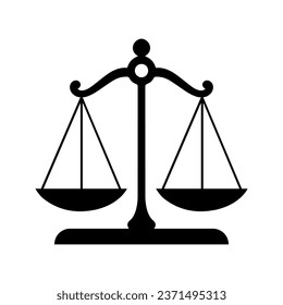 Justice scale icon. Libra silhouette on white background. Vector illustration