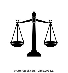 Justice scale icon. Libra silhouette on white background.