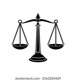 Justice scale icon. Libra silhouette on white background.