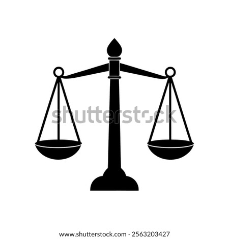 Justice scale icon. Libra silhouette on white background.