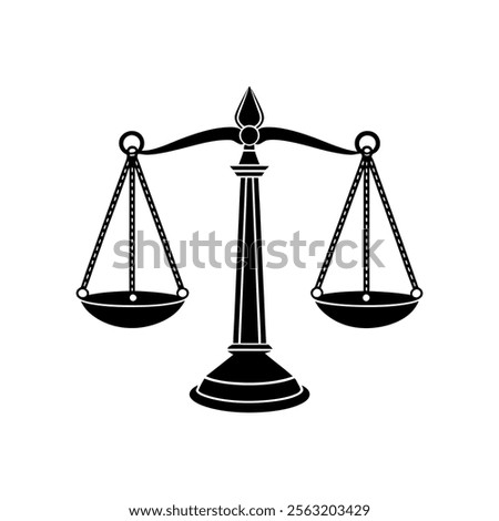 Justice scale icon. Libra silhouette on white background.