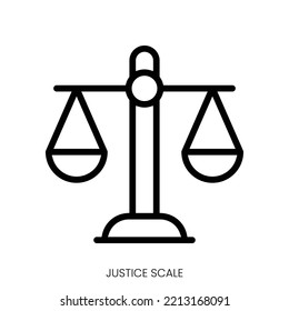 justice scale icon. Line Art Style Design Isolated On White Background