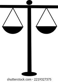 justice scale icon on black and white background.  vector illustration