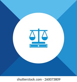Justice Scale Icon on Blue Background. Eps-10.