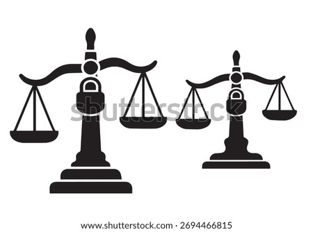 Justice Scale Icon Set - Law, Equity, Balance, and Legal System Symbol