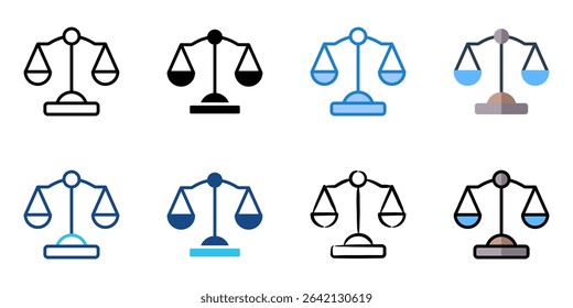 Justice scale icon set multiple style collection 
