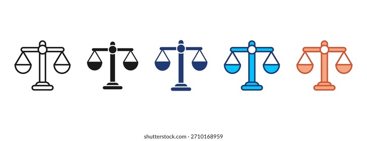 Conjunto de ícones de escala de justiça Coleção de estilos múltiplos