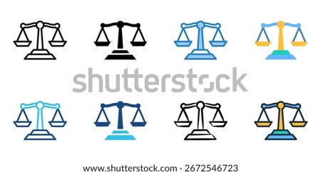 Justice scale icon set multiple style collection 
