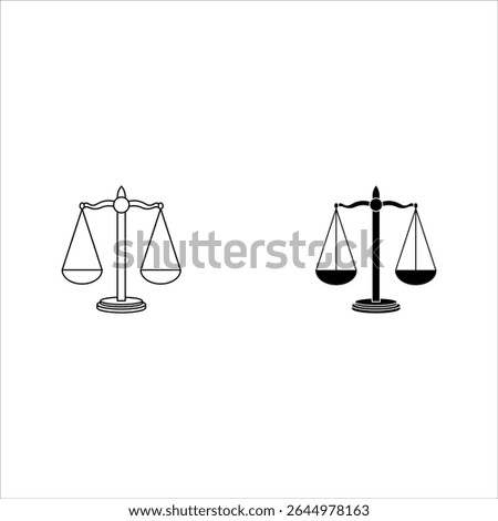 Justice scale icon set. White background. Grading pictogram scale Vector illustration.