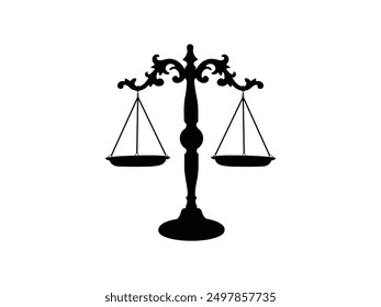 Justice Scale icon vector. Justice Scale Silhouette isolated white background. Vector Illustration