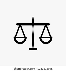Justizskala-Symbol Weißer Hintergrund. Piktogrammskala, Vektorgrafik.