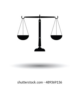 Justice scale icon. White background with shadow design. Vector illustration.