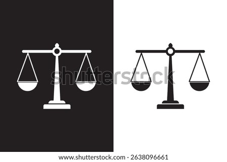 Justice scale icon. White background. Grading pictogram scale Vector illustration.