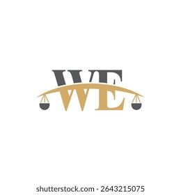 Justice Scale, Initial Letter W And E Logo Design