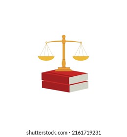 Justice scale, judge's hammer, law book, concept of court judgment to demand justice and punishment.