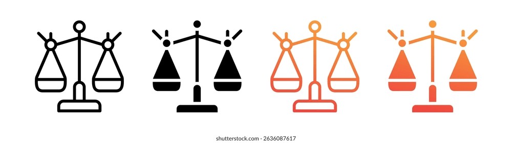 Justice Scale Multi Style Icon Set Vector